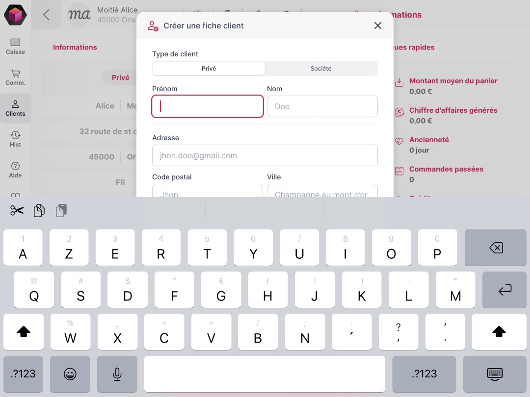 La création redessinée, type de client puis identité