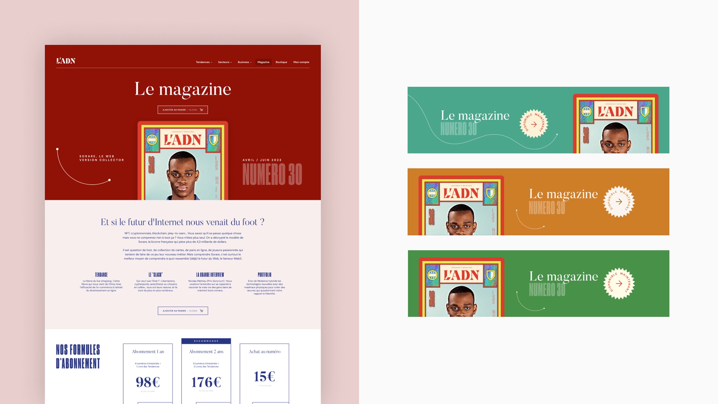 Une page magazine et ses trois formules d'abonnement