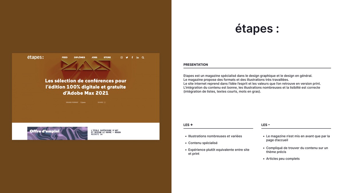 L'analyse du site Étapes, ce qu'il réussit et ce qu'il rate