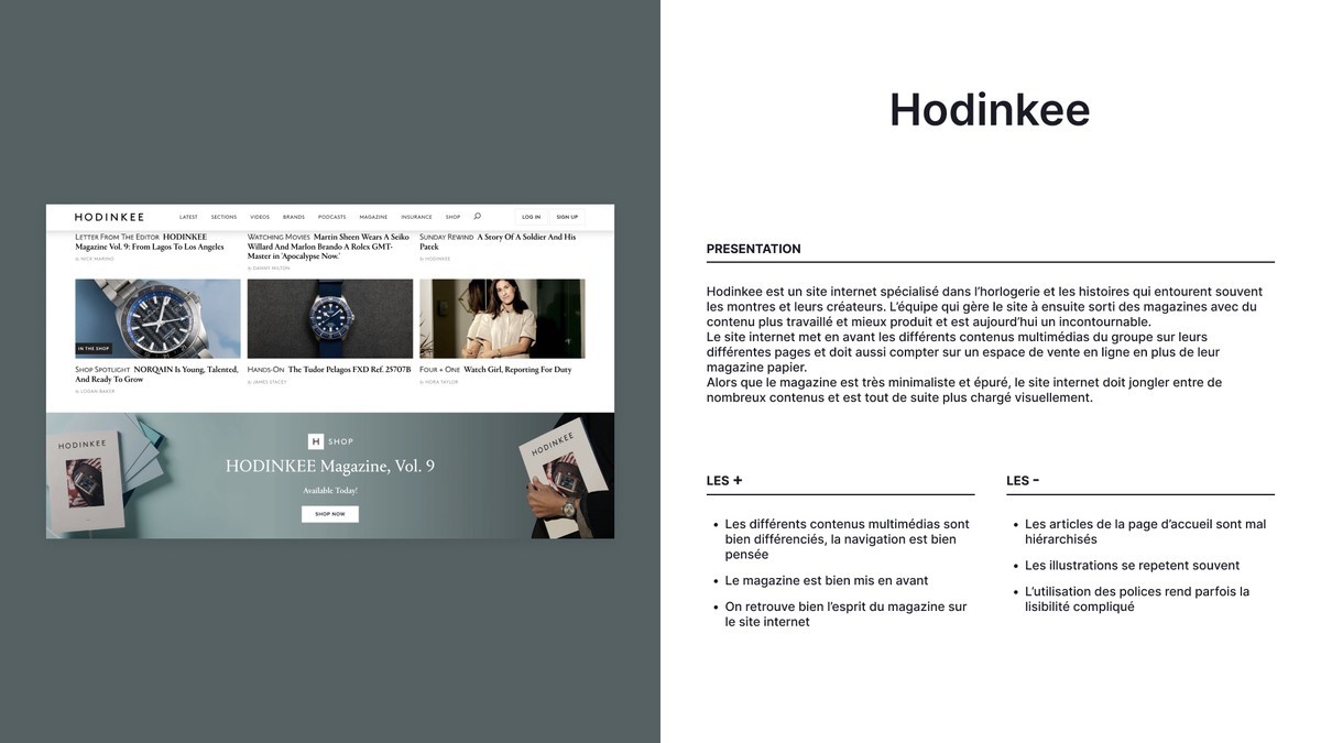 L'analyse du site Hodinkee