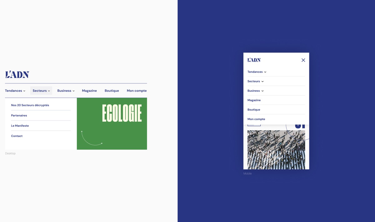 La navigation redessinée, déployée en desktop et en mobile